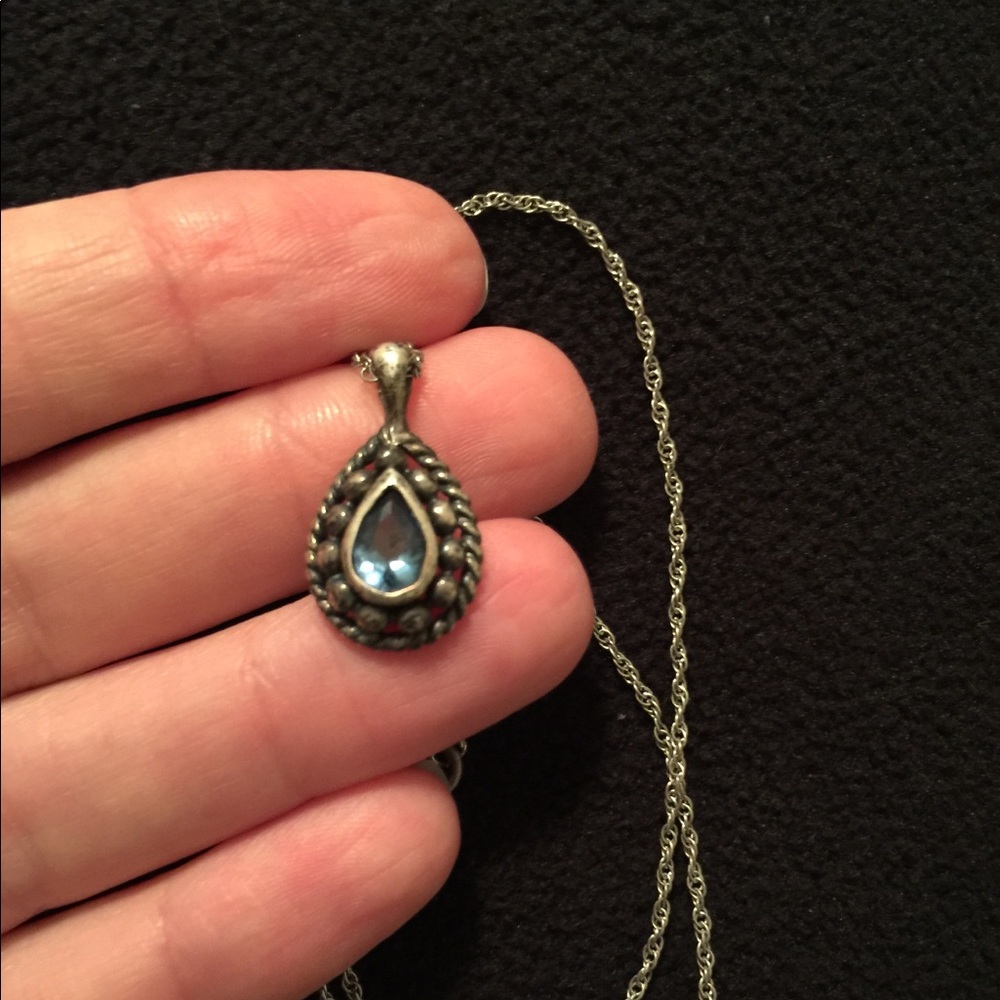 Vintage Necklace with Blue Stone Pendant